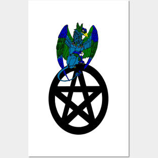 Magical Griffon on a Pentacle Posters and Art